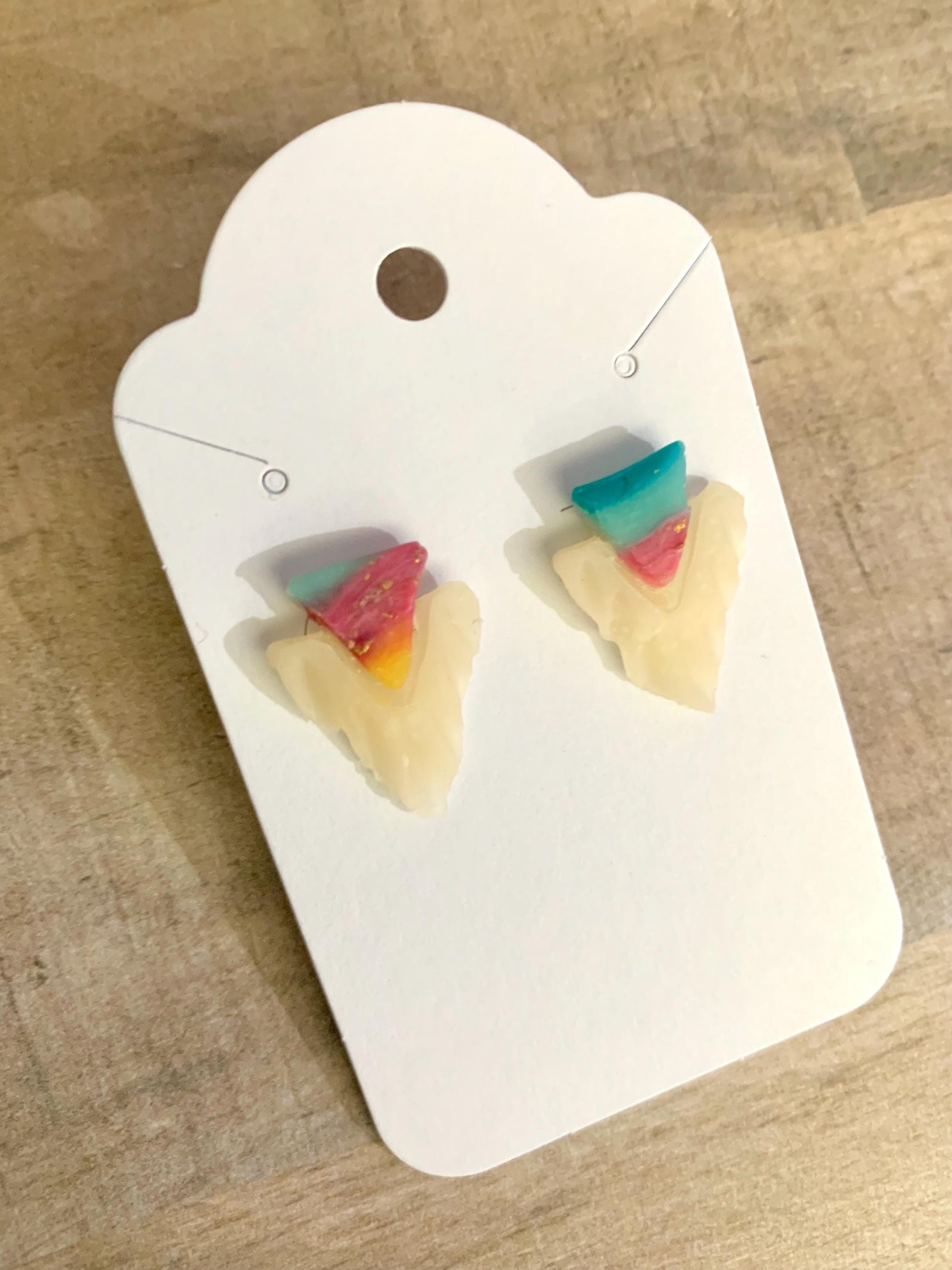 Rainbow Shark Tooth studs