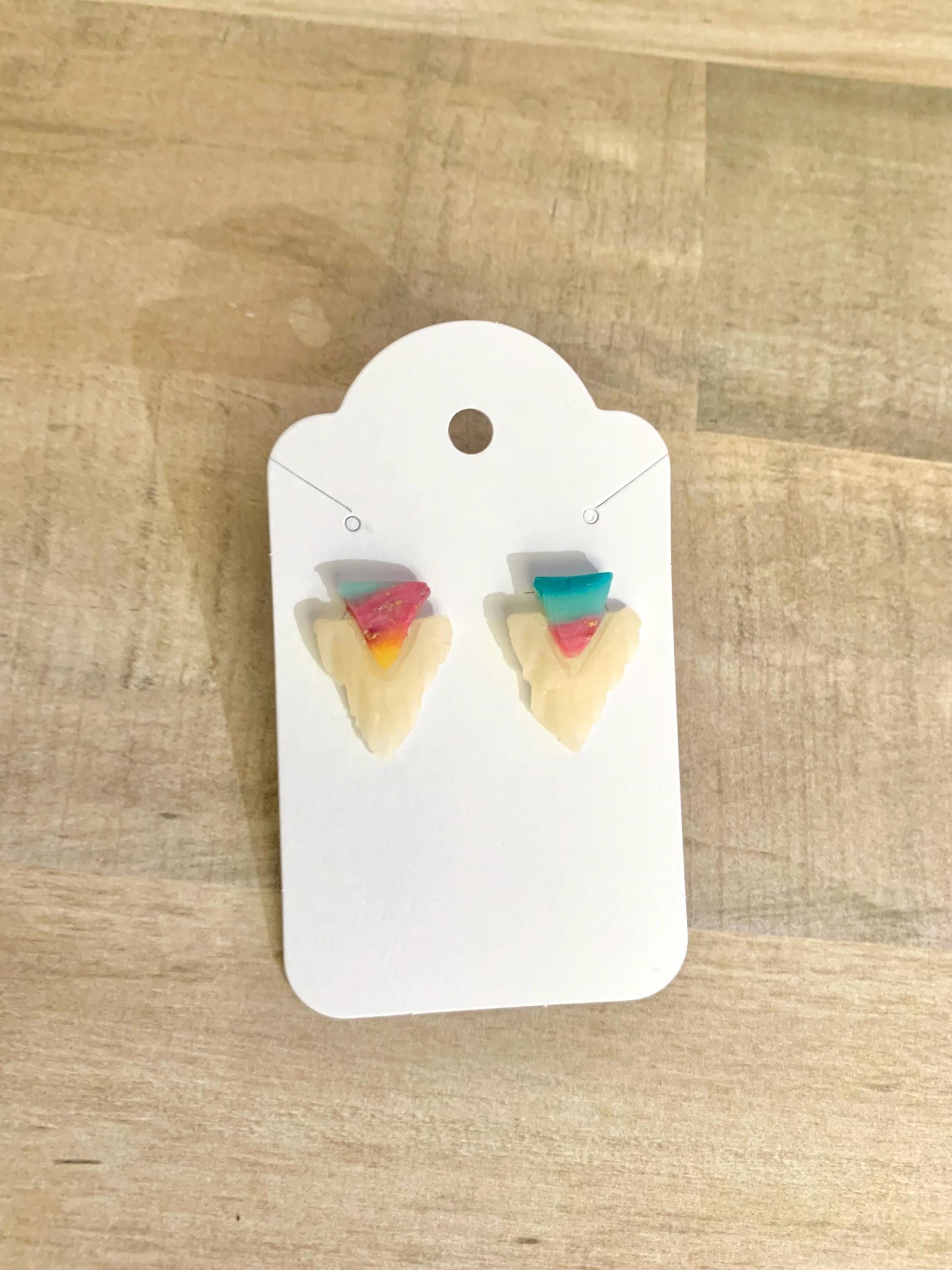 Rainbow Shark Tooth studs
