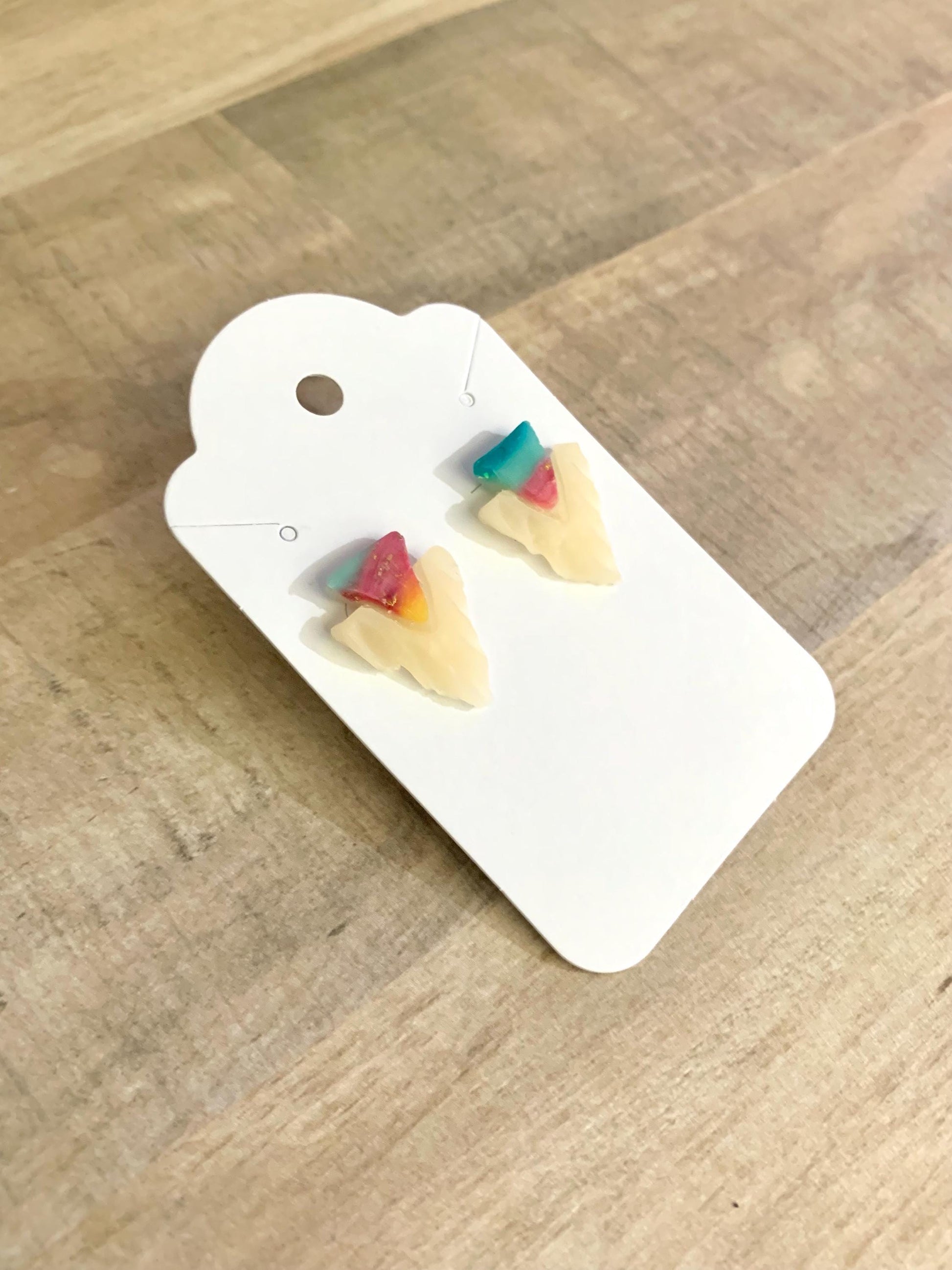 Rainbow Shark Tooth studs